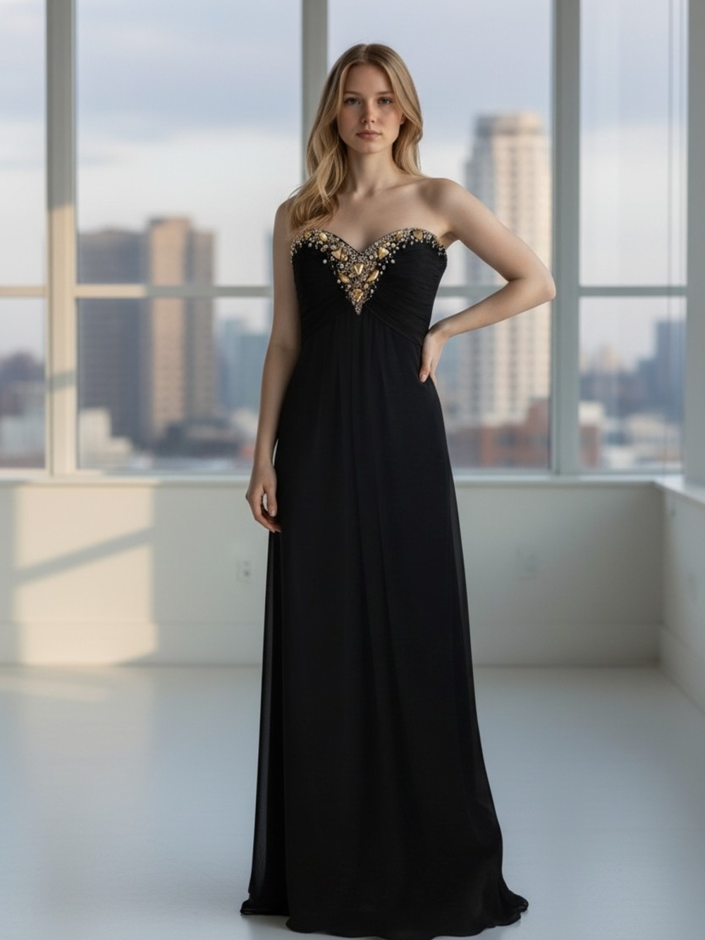 Alyce B'dazzle Black Embellished Bodice Black Prom / Formal Gown